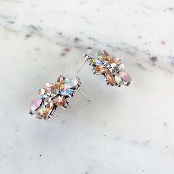 "Merrick" Earrings || Pink Crystal Statement - Picture 8 of 10